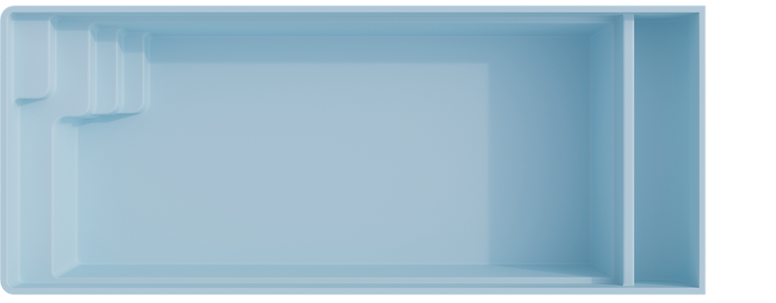 Vue de dessus du modèle de coque Sky avec emplacement de volet intégré, présentation produit