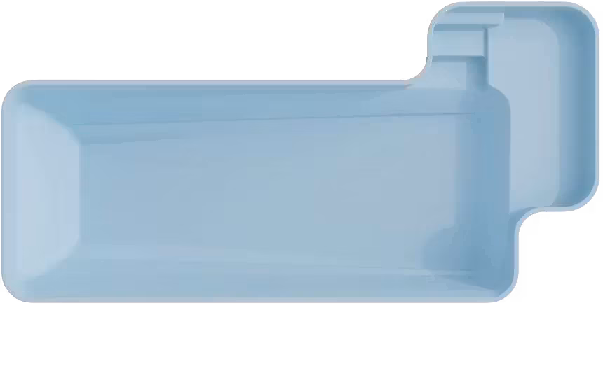 Vue de dessus du modèle de coque Nuvea avec plage immergée latérale, présentation produit sur fond blanc